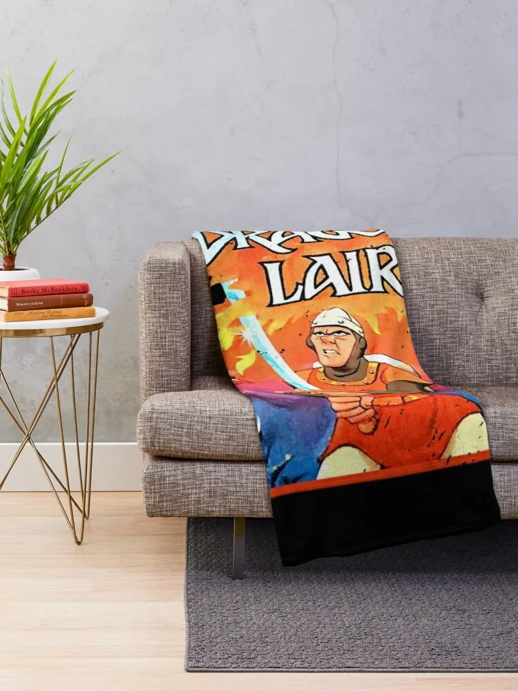 Vintage Dragon's Lair Throw Blanket For Decorative Sofa Fluffy Shaggy Dorm Room Essentials Thermal Blankets