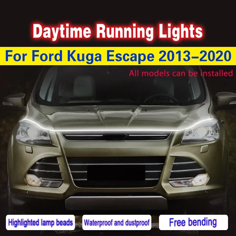 1pcs LED Daytime Running Light DRL Daylight Fog Light For Ford Kuga Escape 2013~20 Car Flexible Decorative Atmosphere Lamps DRL