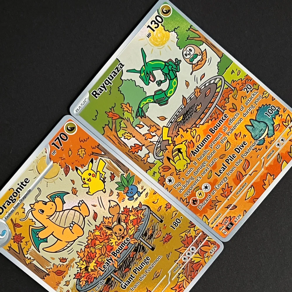Pokemon PTCG Cards Oil Painting Style Charmander Squirtle Rayquaza Dragonite Collection Cards Pokemon Gift 5Pcs Rare Holo Cards view 4