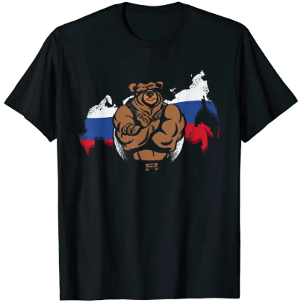 

Russia with Russian and Funny Russian and Russian Bear Men T-Shirt Short Sleeve Casual Cotton Boys T-Shirts