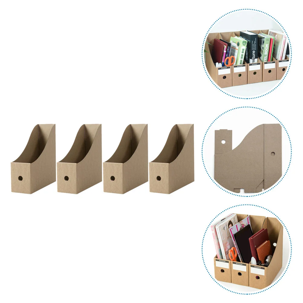 4 Pcs Office Storage Boxes File Magazine Rack Book Case Paper Document Organizer Child Desktop Bookshelf