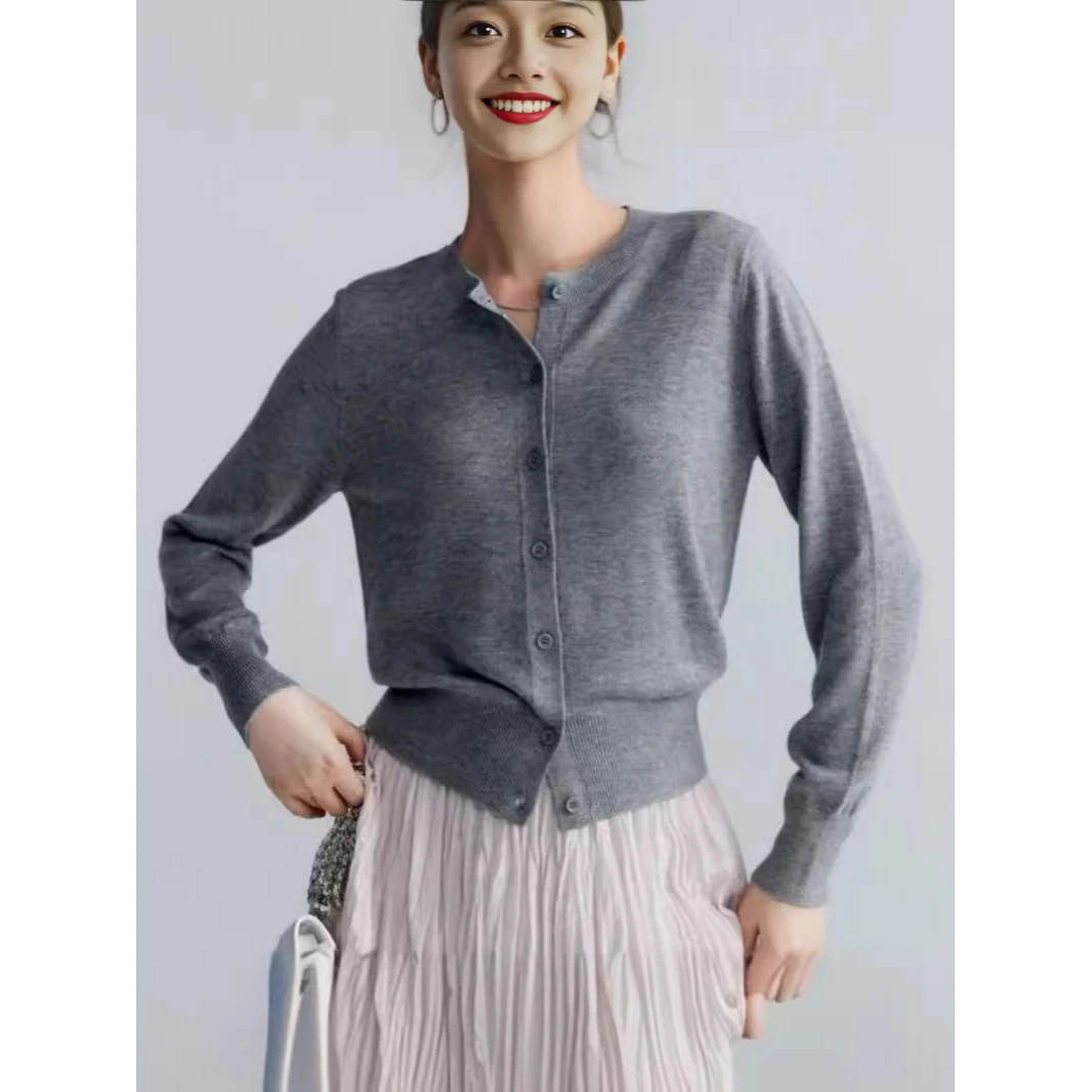 

Soft Cozy Women's Knitted Sweater Outerwear Spring Autumn New Sle Sweet Sle Loose Fit round Ne Single Piece Regular Thi...