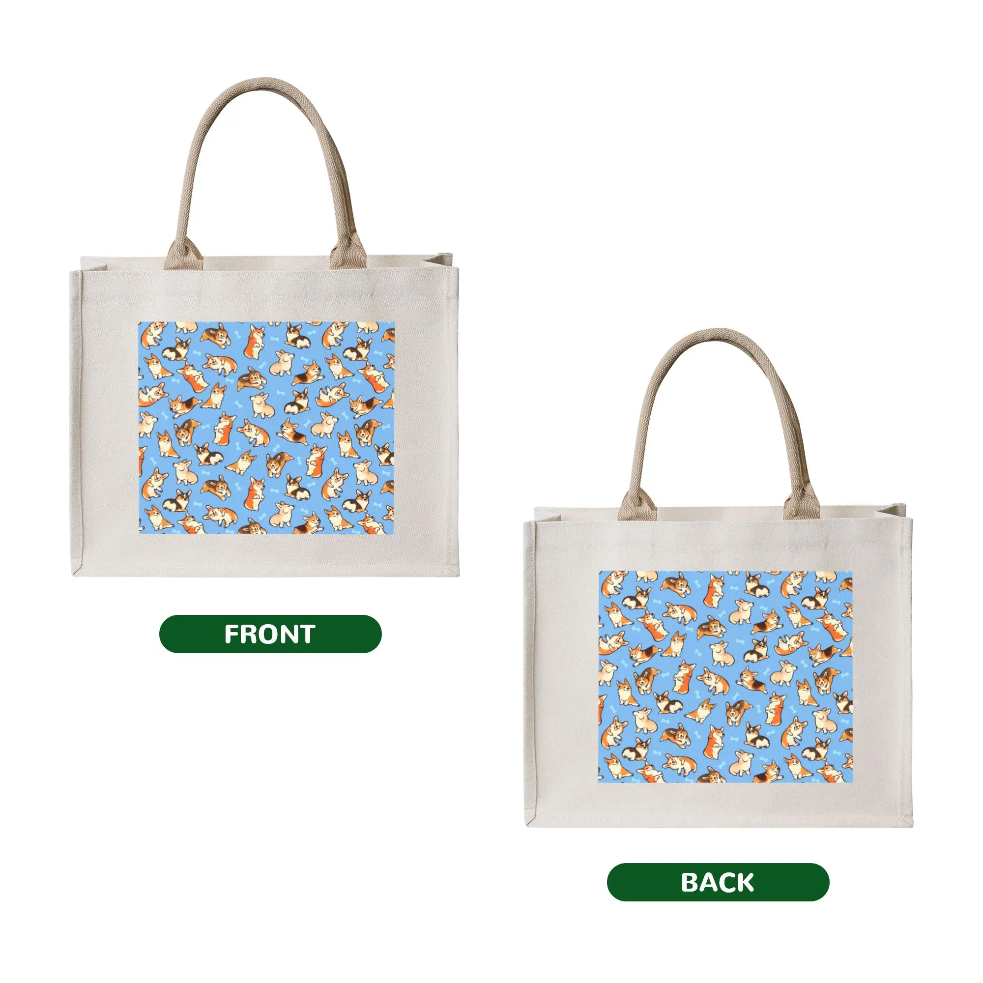 Recycling Cute Pembroke Welsh Corgi  Shopping Bag Women Tote Bag Portable  Grocery Shopper Bags