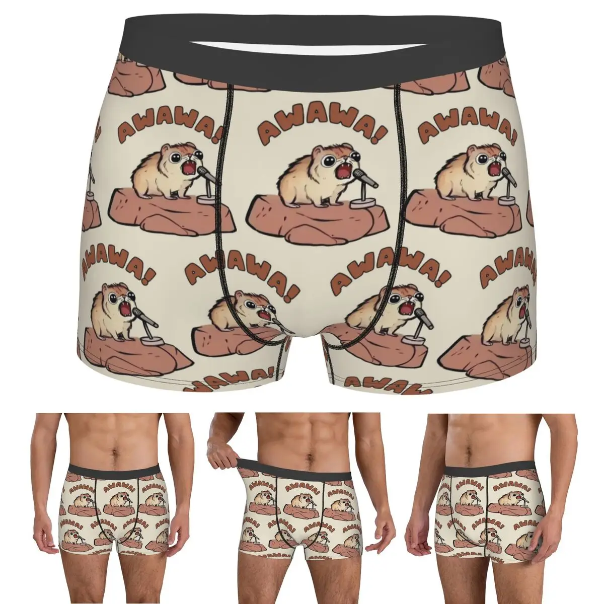 Boxer Underpants Shorts AWAWA Rock Hyrax In Concert Graphic Humor Panties Men's Ventilate Underwear for Homme Man Boyfriend Gift