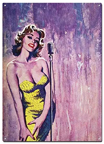 STYSLS Singing Girl Pulp Cover Metal Tin Signs, Vintage Pulp Cover Girls Poster, Decorative Signs Wall Art Home Decor