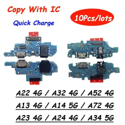 10Pcs，Fast Charger USB Dock Charging Dock Port Board With Microphone For Samsung A72 A13 A14 A22 A32 A23 A24 4G A52 A53 5G