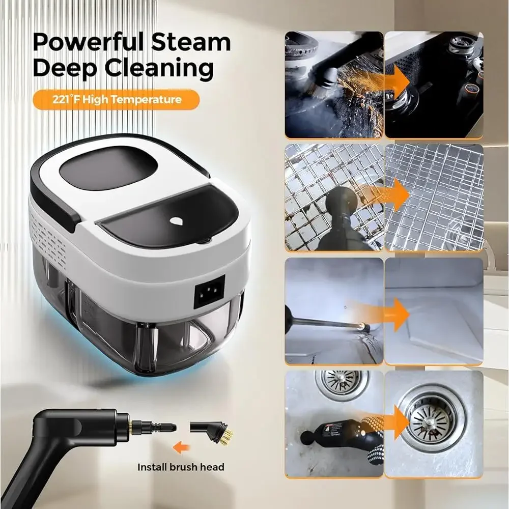 Handheld Steam Cleaner 2500W High Pressure Portable Steamer with Adjustable Steam Control Multi-Use Home and Car Detailing
