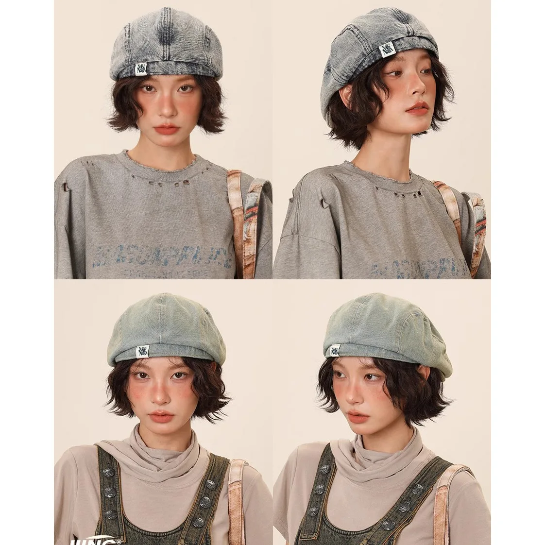 قبعة عتيقة من قماش الدنيم المغسول للصيف لموزع الصحف للنساء مقاس كبير قبعة صياد التخسيس