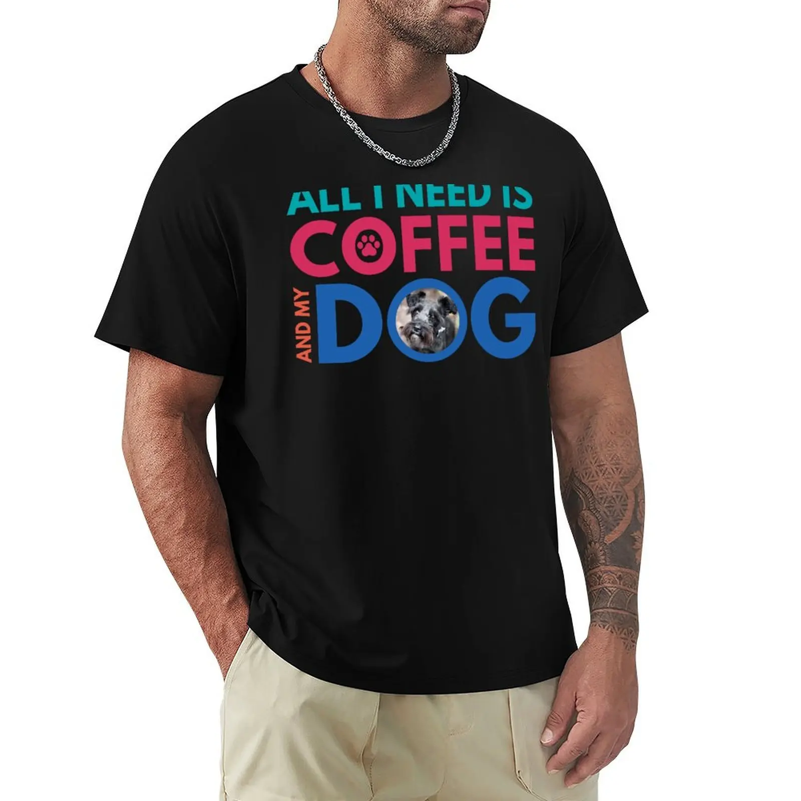 Camiseta negra con estampado de Mini Schnauzer Coffee, camiseta para vacaciones y festividades
