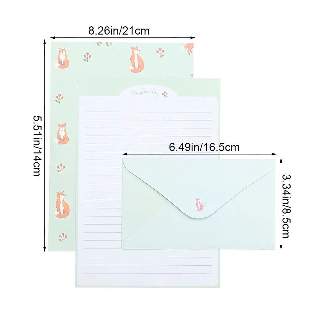 Office Supplies Flower Printing Cartoon Animal Variety Designs With Envelopes 3PCS Writing Paper 6PCS Letter Stationery