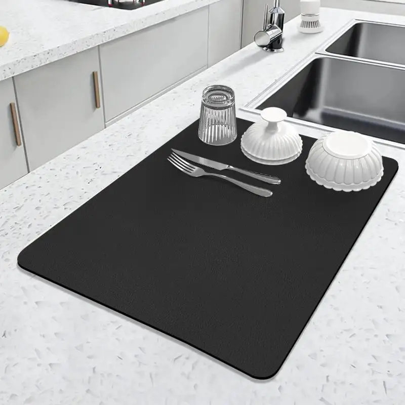 1PC Super Antiskid Kitchen Absorbent Draining Mat Super Absorbent Draining Coffee Dish Drying Mat Quick Dry Tableware Mats