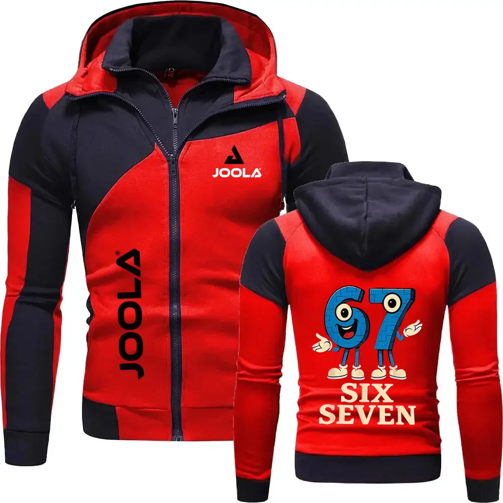 

JOOLA 67 Print Hooded Sports Jacket Breathable Quick Dry Full Zip Casual Training Coat for Men Women Outdoor Running Fitness Top