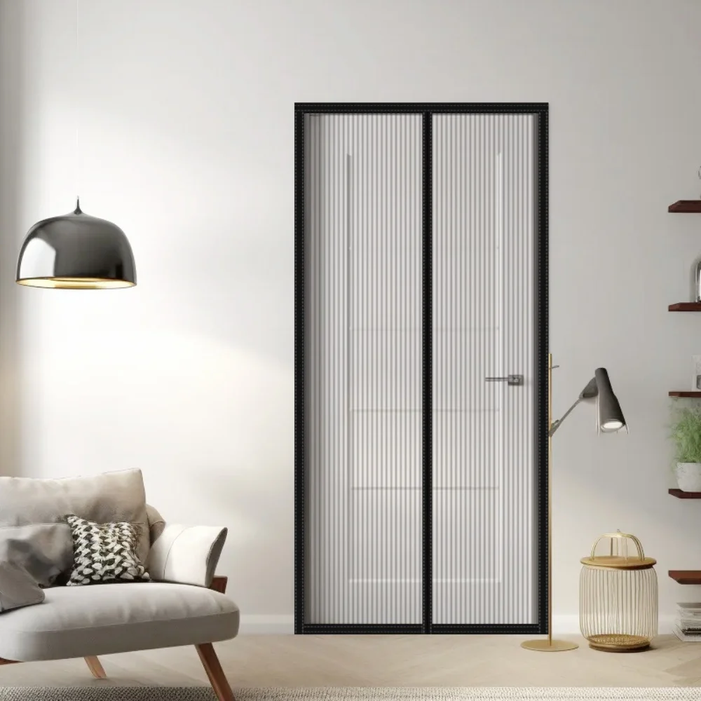 Polyester Mesh Mosquito Screen Door Curtain No Drilling Magic Tape Full Magnetic Strip Breathable for Home Summer Mosquito Proof