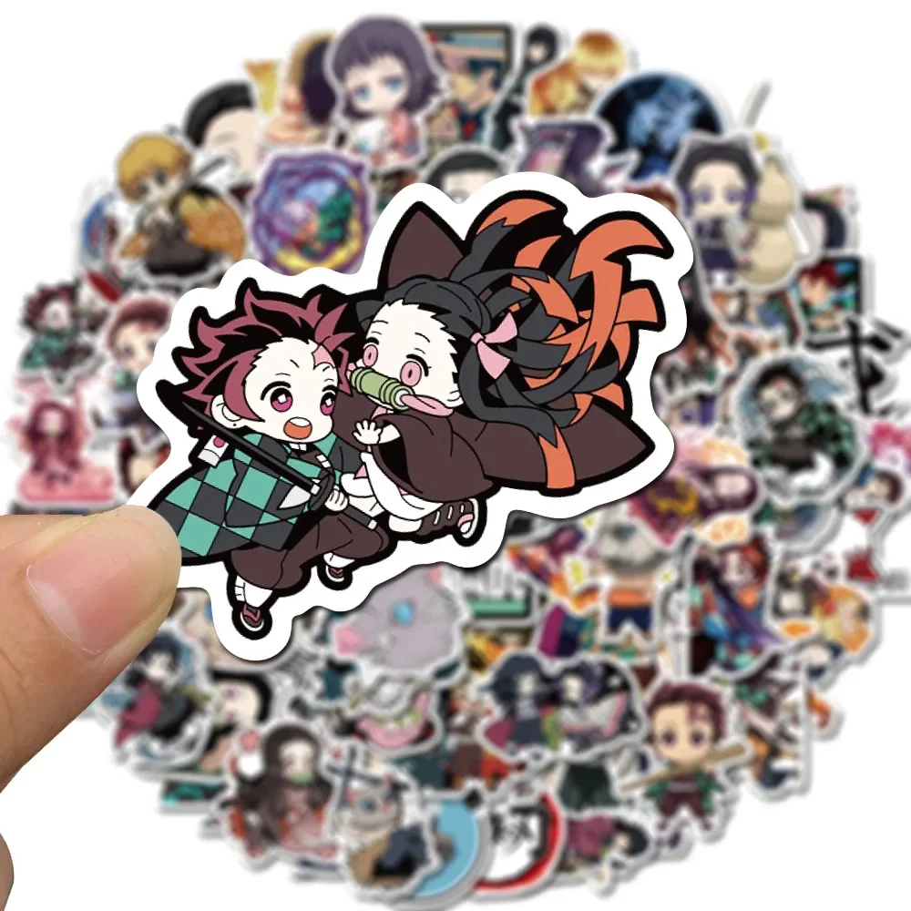 50Pcs Demon Slayer Japanese Anime Stickers Graffiti Skateboard Refrigerator Decorated Notebook Luggage Waterproof Sticker