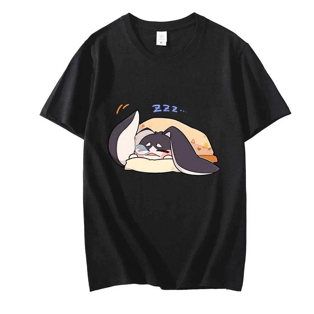 Sleeping ZZZ Print Short Sleeve Tee Shirt Pom-Pom Honkai Star Rail T-shirt for Women Streetwear O-neck Unisex Clothes Tops Y2k