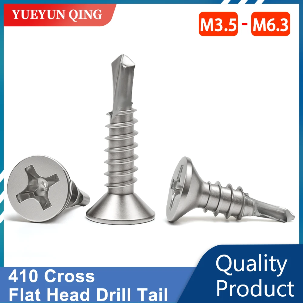 Phillips Drilling Screws 410 Stainless Steel Woodworking Metalwork Drywall Flat Head  Countersunk Insert Self Tapping Screws