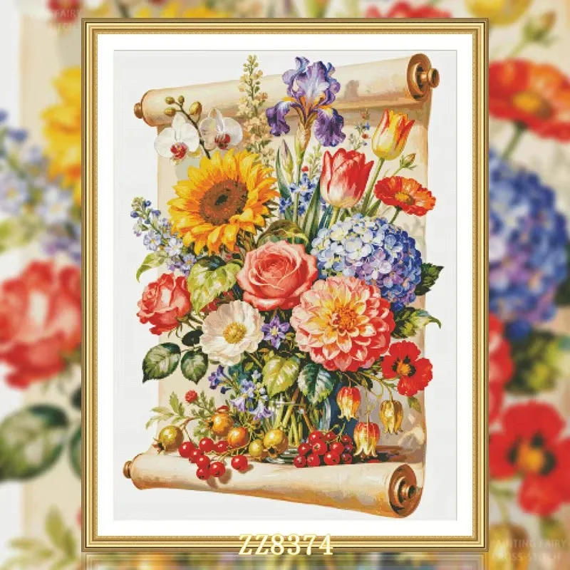 

ZZ8374 - Набор для вышивания крестиком с китайским узором (14CT, 16CT, 18CT) - Цветы, 112 цветов, набор для рукоделия