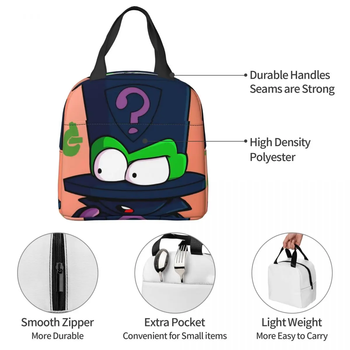 سوبر زينجز الاطفال معزول حقيبة الغداء قدرة عالية قابلة لإعادة الاستخدام حقيبة للحفاظ على البرودة حمل علب الاغذية كلية نزهة الغذاء حقائب اليد #5