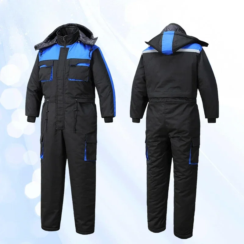 Winter Waterproof Jumpsuit Men Women One-Piece Ski Down Parka Jumpsuit Outdoor Sports Jacket Warm Hooded Overalls