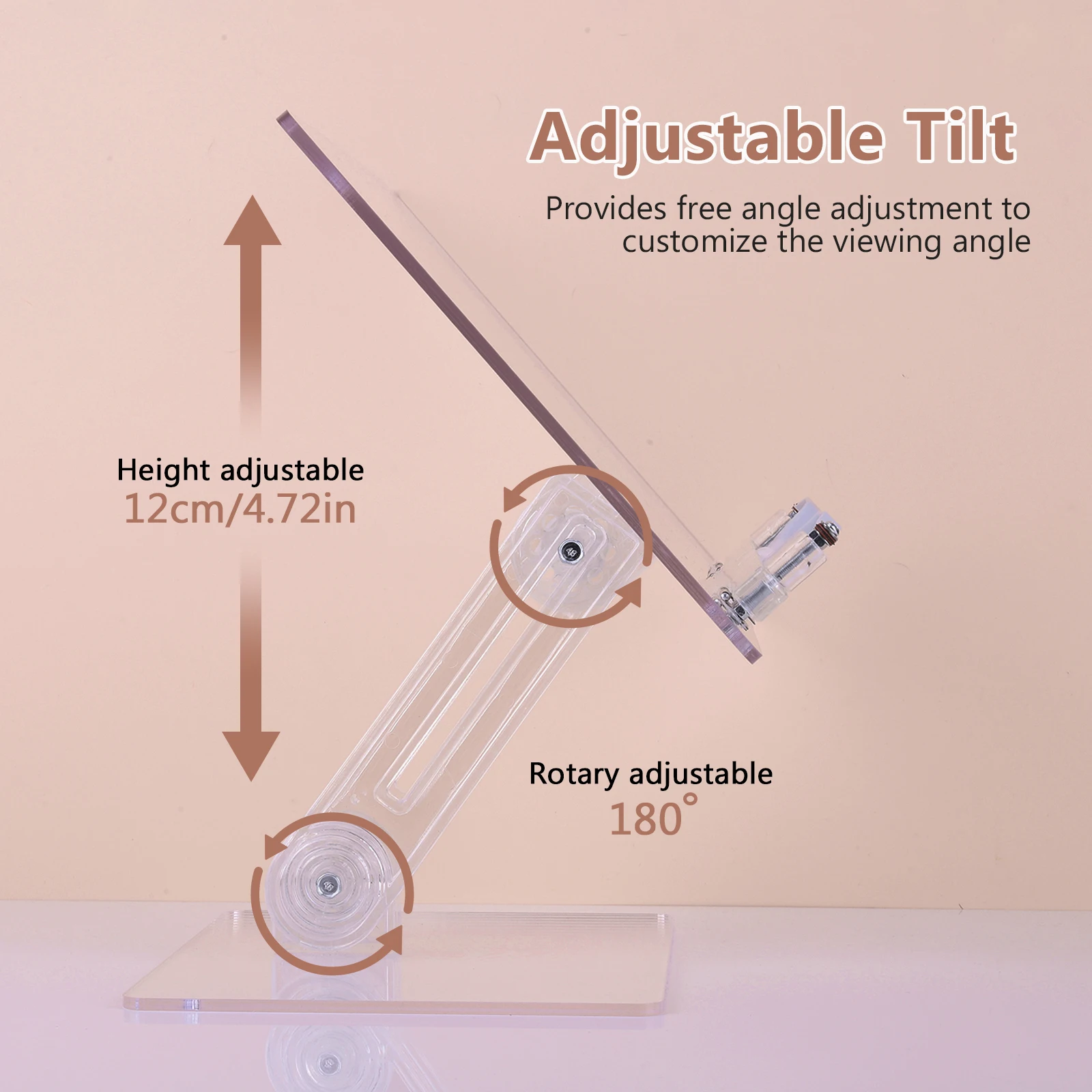 

Acrylic Tablet Stand 180° Rotation Liftable Reading Book Holder Swivel Tablet Stand Transparent Tablet Holder for iPad Book Desk