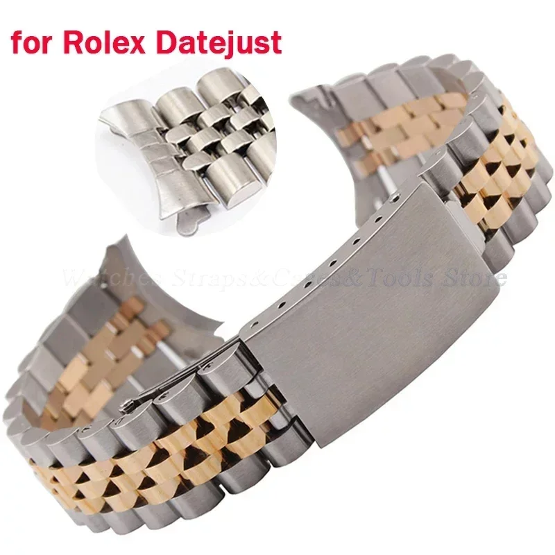 Stainless Steel Band for Rolex DATEJUST Strap Luxury Curved End Watchband Men Woman for Jubilee Bracelet 13/17/18/19/20/21/22mm