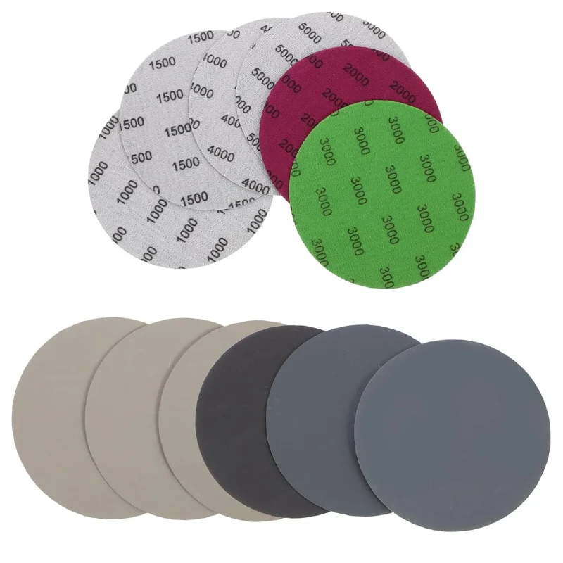 5 Zoll 125MM Nass- und Trockenschleifpapier-Set 24 Stück Siliziumkarbid Ohne Löcher Sortiert 1000-5000 Körnung zum Schleifen von Holz und Metall