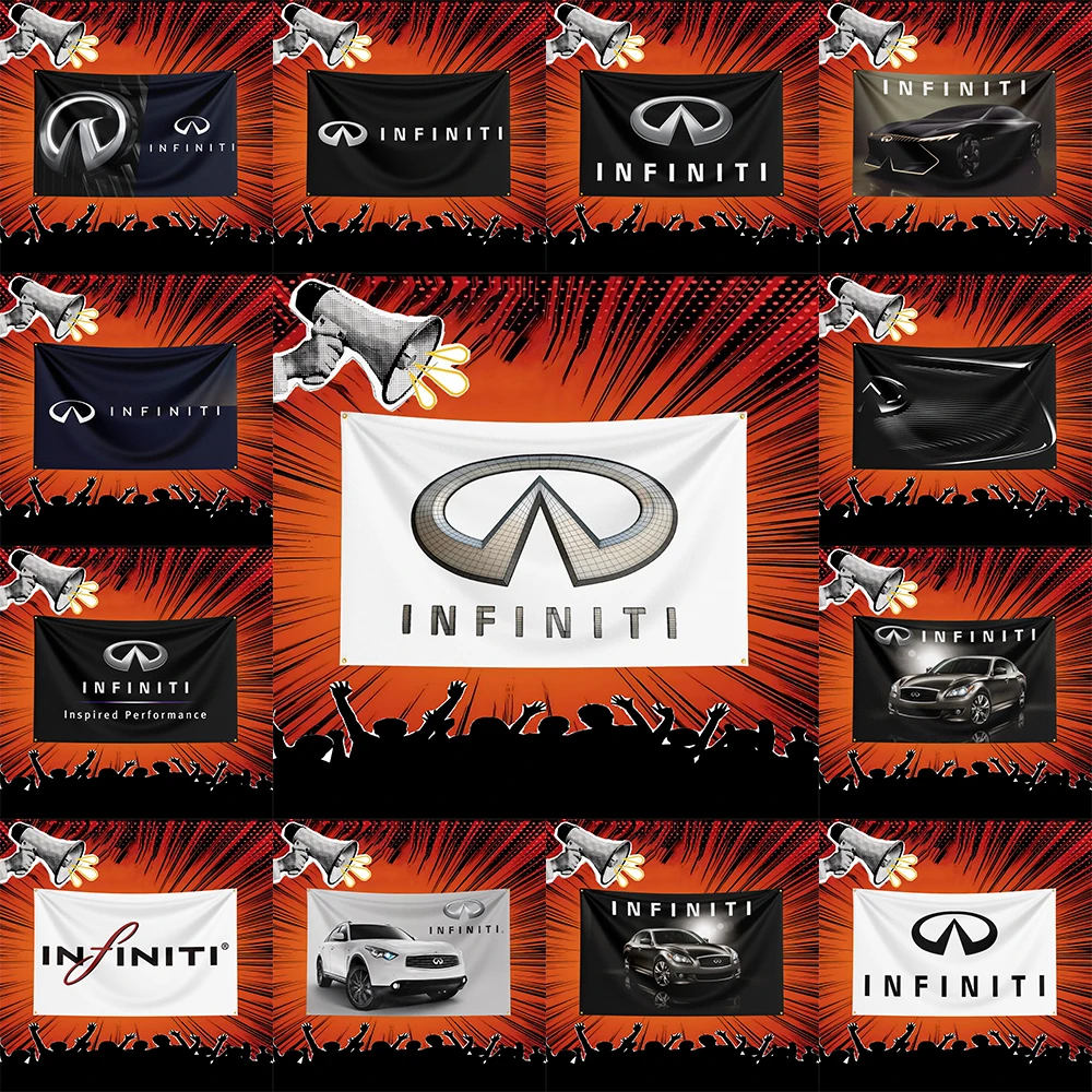 infiniti Car Flag 3x5 FT Polyester Banner For Garage Wall Decor Auto Show Decoration Fan Gift