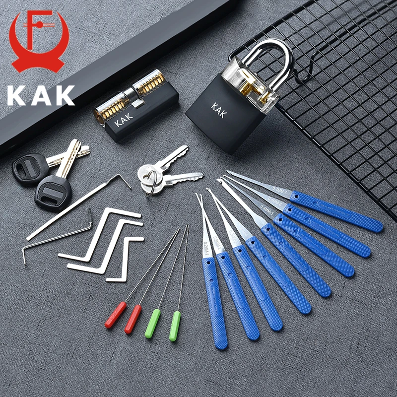 19PCS Key Sets Transparent Practice Padlock Compact Complete Key Solution For Home Car Office Unlock Tools Simple Lock Unlock-image