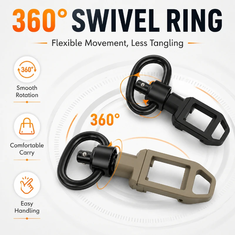 Anti-corrosion Metal Quick Detach Buckle Rotatable Swivel Ring for Hobby Equipment Accessory