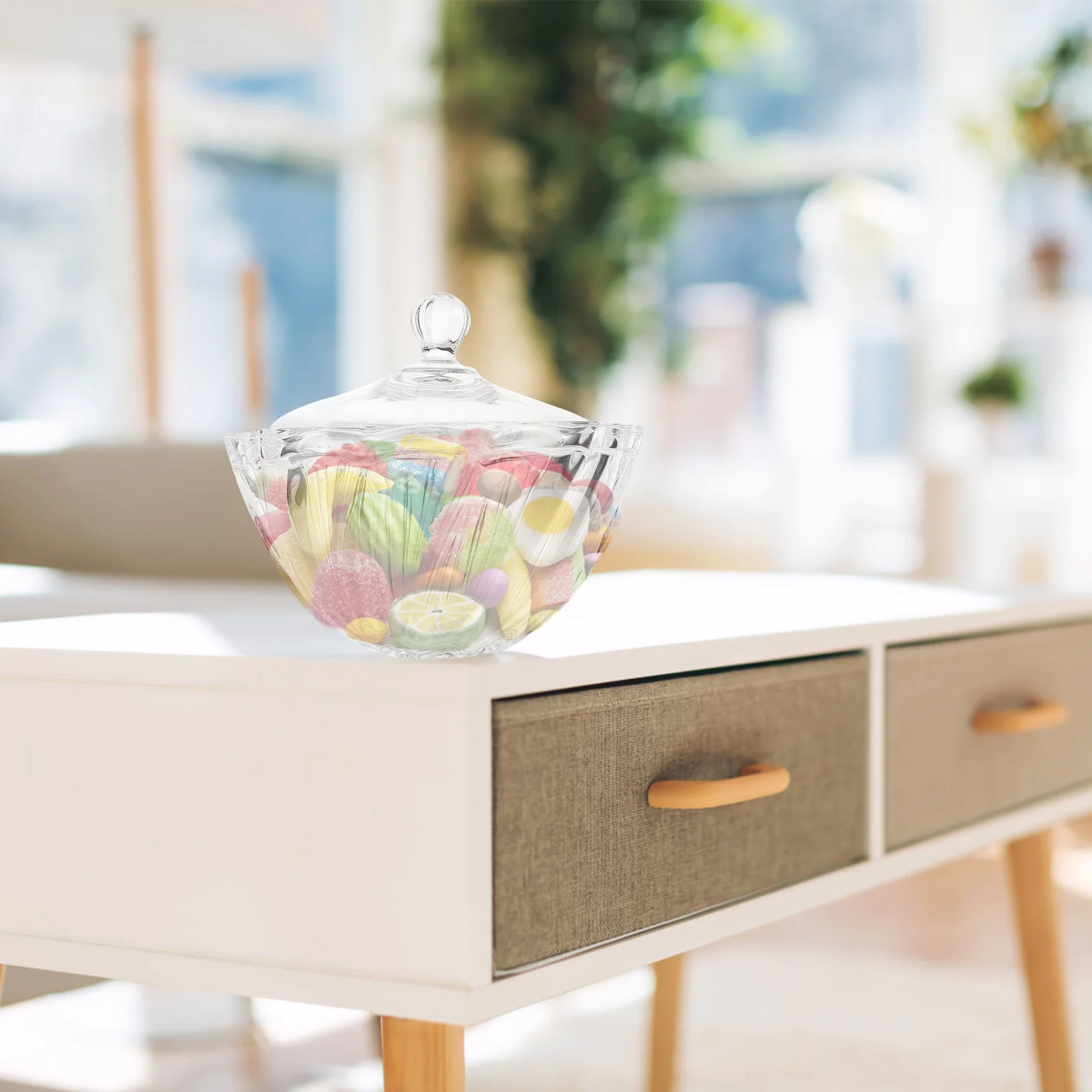 

Party Candy Jar Container Glass with Lid Household Sugar Bowl Restaurant Buffet