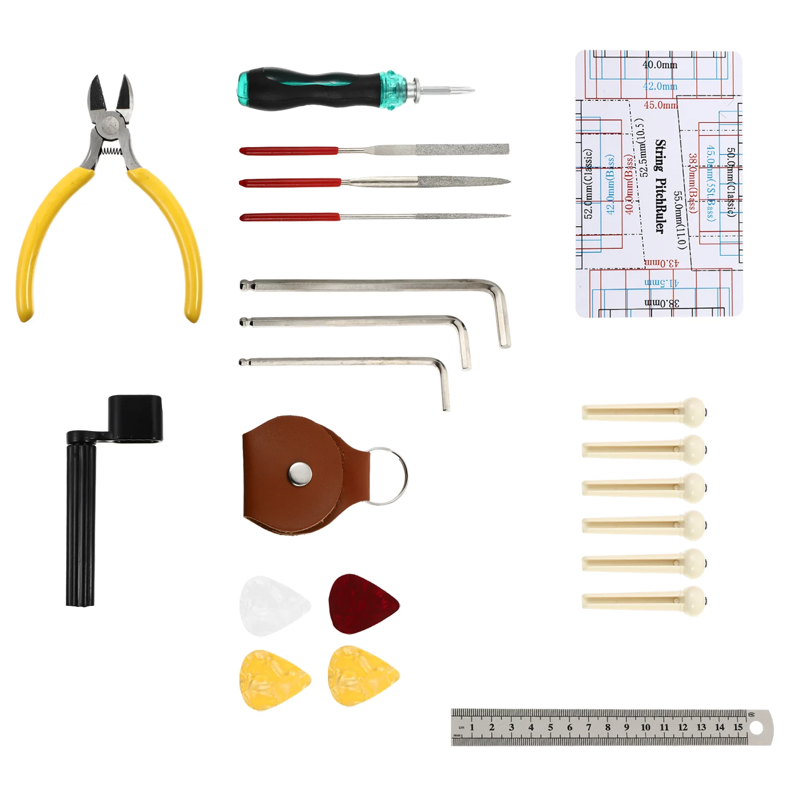 

24 Pcs Guitar Repair Tools and Maintenance Set Professional Ukulele Repairing String Changing Bag Plastic Steel Accessories