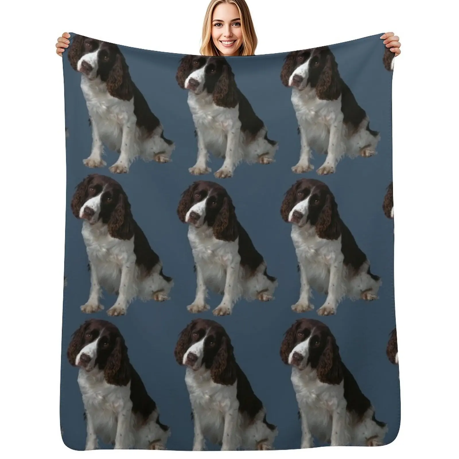 Springer Spaniel Inglés, Dog Bobby Throw Blanket Sofa Luxury Personalized Gift Bed covers Luxury Designer Camping Blankets