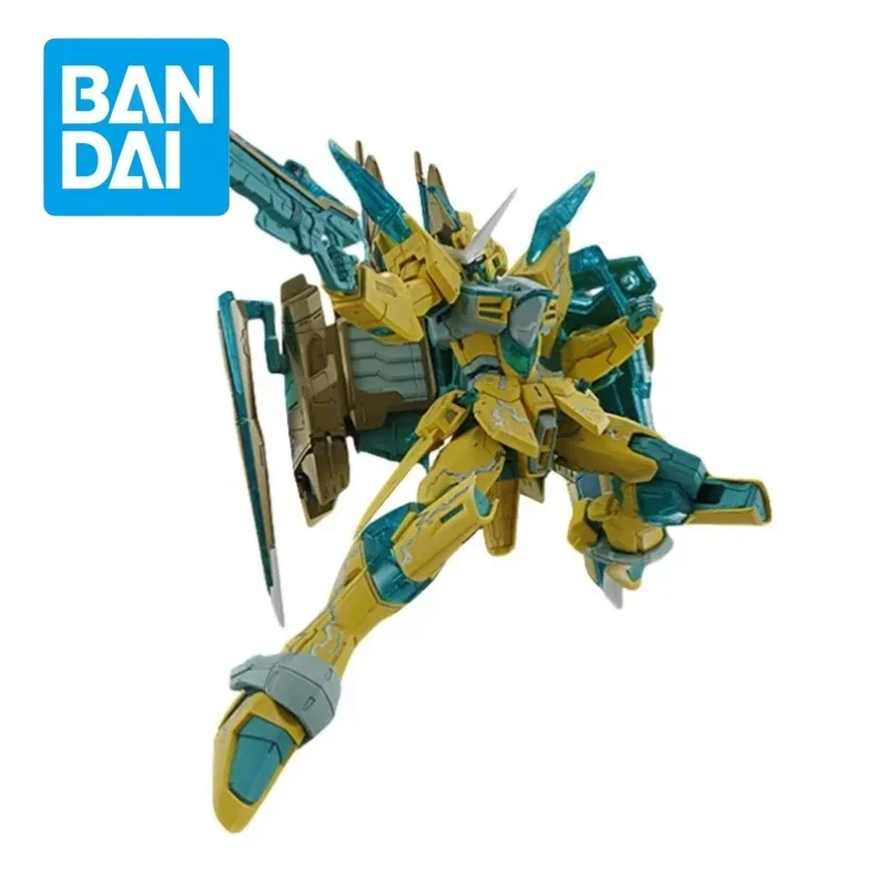 Genuine Bandai Anime JUSTICE GUNDAM CROSS CONTRAST COLORS CLEAR YELLOW MG Assembled Model Toys Movable Doll Gifts for Children