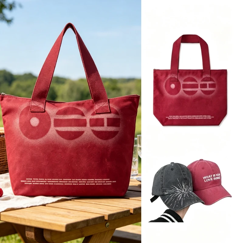 Sac fourre-tout en toile rouge ARIRANG, style décontracté, sac à bandoulière, motif imprimé pour collection de fans, travail, quotidien, shopping, nouveauté 2027, cadeau
