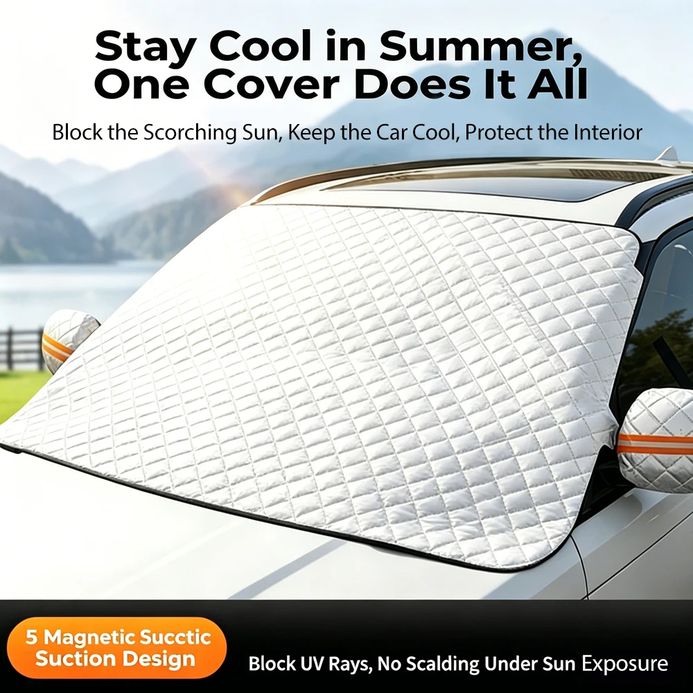 Capa para pára-brisa de carro para todas as estações, protetor solar espesso, proteção contra gelo e UV para sedã, SUV, à prova d'água, resistente ao desgaste