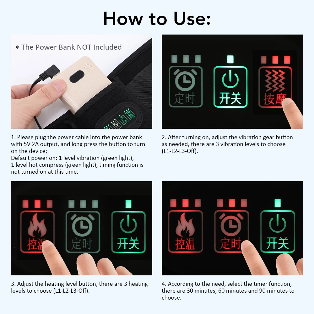 

USB-массажер для поясницы с подогревом, термовибрационный массажный пояс для живота, поддержка для декомпрессии поясничного отдела, расслабляющий бандаж для нижней части спины