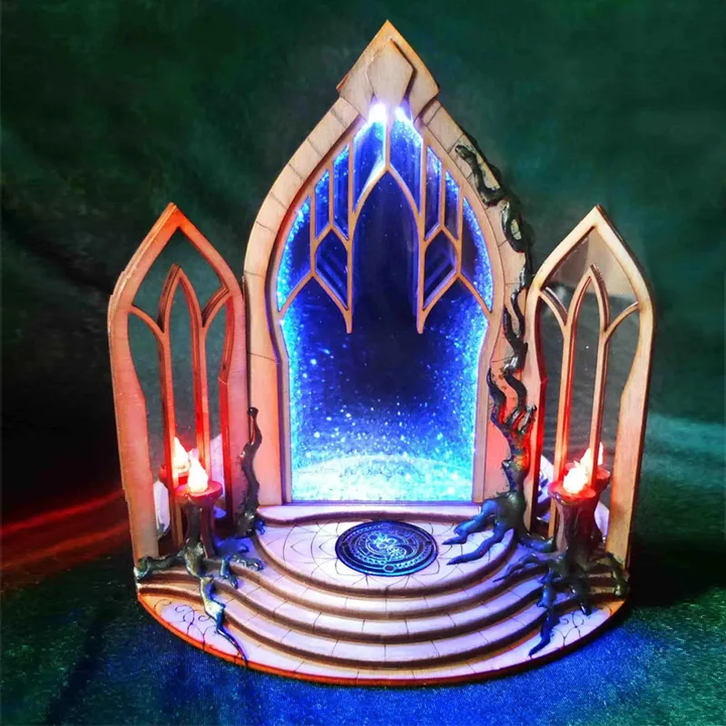

Wooden Diy Stargate Bookends Led Light Two-Way Galaxy Door Table Ornaments Portal Bookends Funny Creative Bookend Holiday Gifts