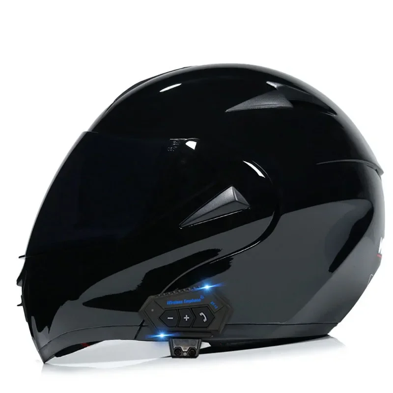 

New Stock Electric Vehicle Carbon Fiber Decals Dot Off-Road Helmet Double Visor Modular With Headphone
