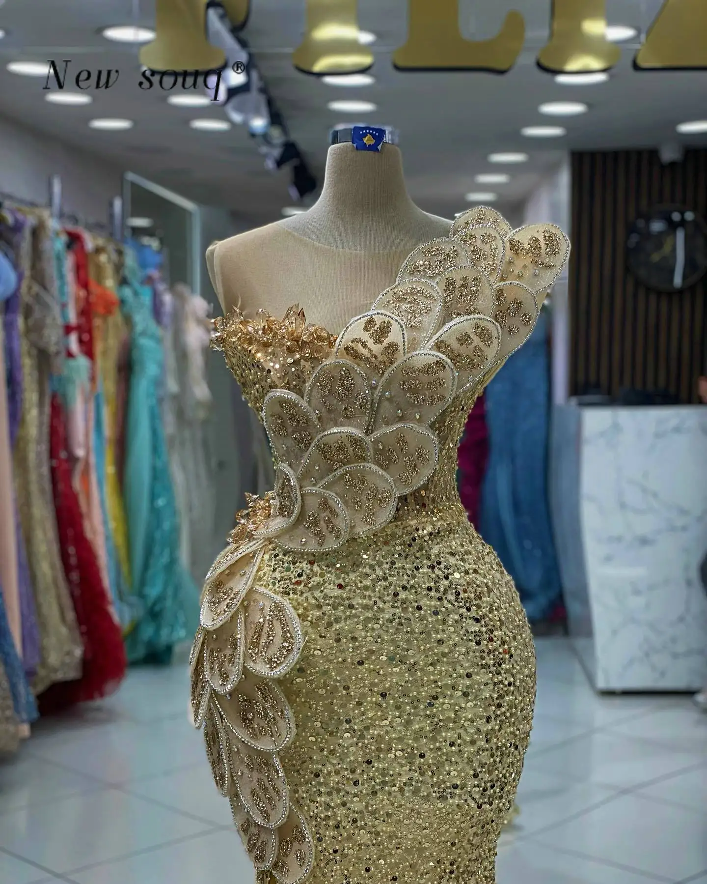 Vestidos de sereia com lantejoulas com fenda para mulheres, vestidos longos, brilho, árabe, formal, casamento, jantar, champanhe, 2024