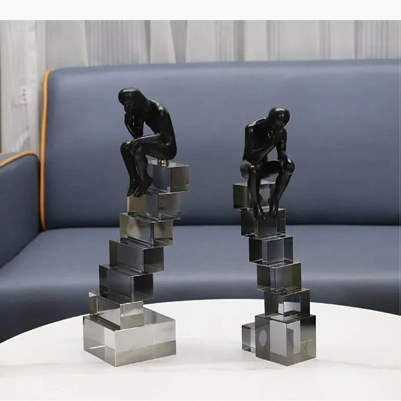 Ladder Thinker Statue Desk Decoration Ornaments Transparent Ladder Character Sculpture Room Aesthetics Decor
