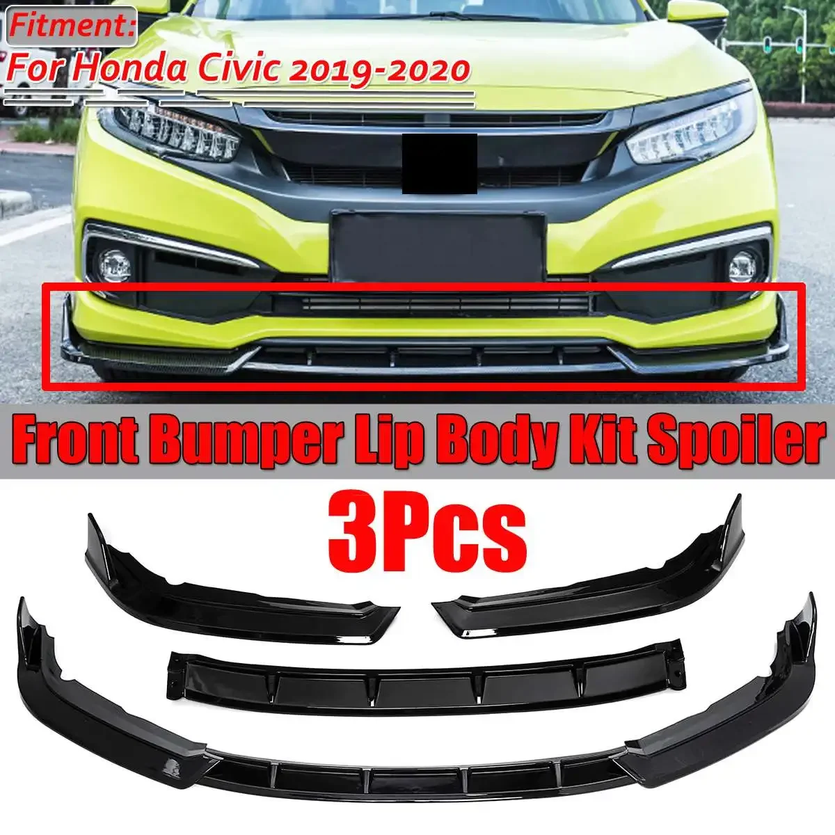 

Honda Civic Lip Front Bumper Splitter Lip Splitters Diffuser Lip Body Kit Protector Spoiler Cover Trim For Honda Civic 2019-2020