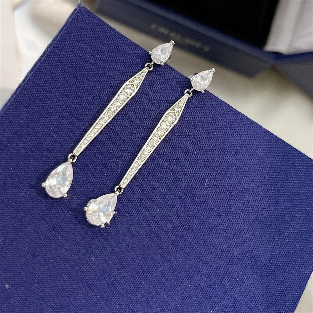 Water Droplet Flowing Su Fang Diamond Long Earrings Unique Small And High End Earrings 2024 New Earrings