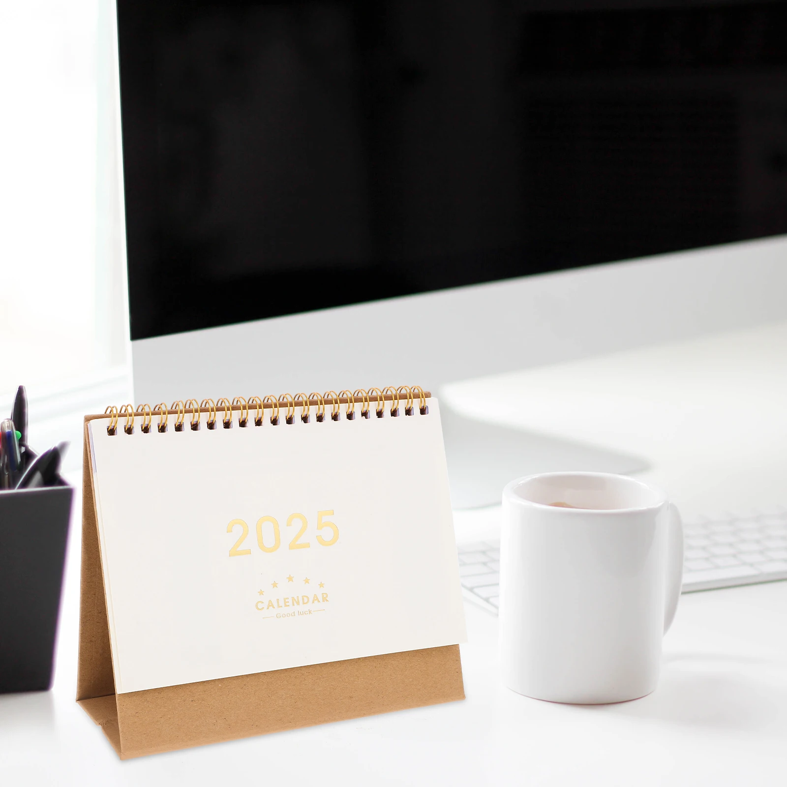 

2025 Thick Flip Desk 2024-2025 Standing Decorative Monthly Office Table Thick Paper Easy Flip Coil Binding Mini Desktop