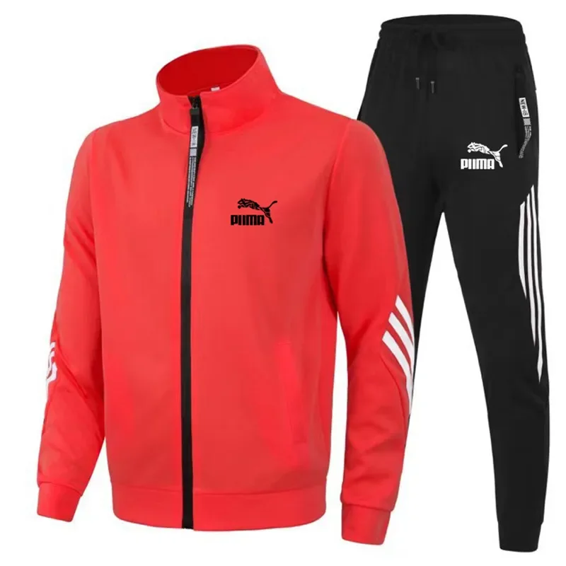 2024 Vest Opstaande Kraag Heren Trainingspak, Jeugdtrainingspak, Casual Slim-Fit Motorsport, Buitenlandse Handel, 2 Sets, Nieuw