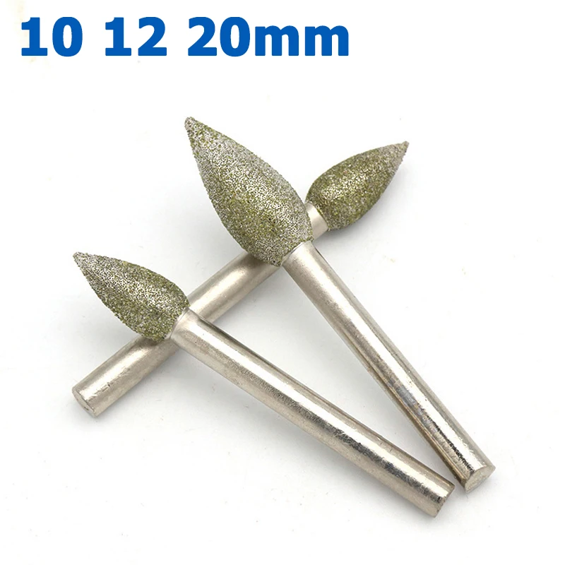 

1-5pcs 10mm 12mm 20mm Diamond Bullet Shaped Bit 6mm Shank Burr Grinding Engraving Bit Polishing Head for Dremel Rotary Tools