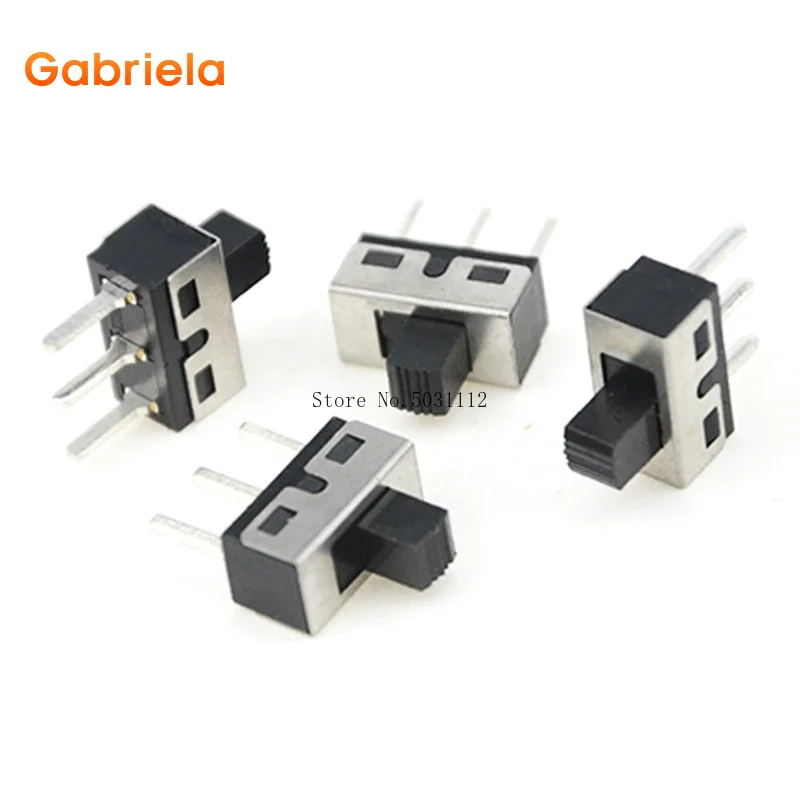 50 PCS 3 Pin 2 Position 1P2T SPDT Vertical Micro Slide Switch AC 125V 2A for DIY Electronics Project