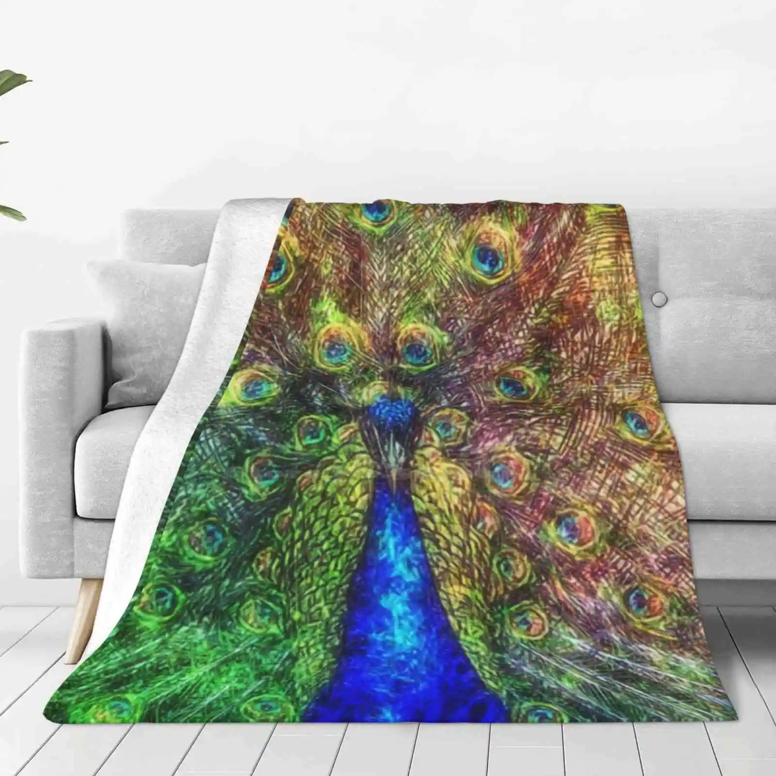 Peacock New Selling Custom Print Flannel Soft Blanket Peacock Bird Peacocks Birds Pretty Peacock Feather Bird Feather Large