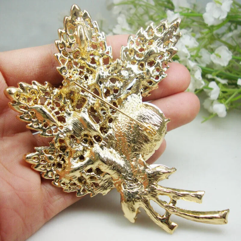 Vintage Design Frau Vintage braun Strass Kristall Blume Blatt Anhänger Brosche Pin Modeschmuck luxuriöses Hochzeits geschenk