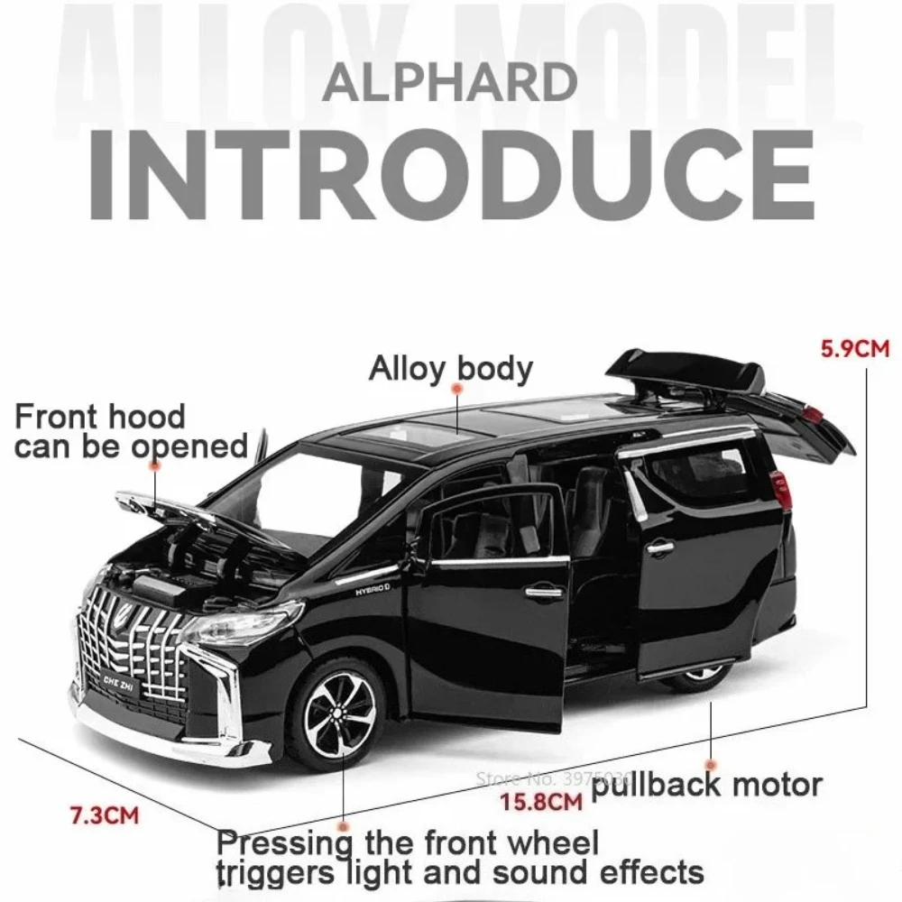 1:32スケール タコマ アルファード 車模型 おもちゃ メタルボディ ゴムタイヤ 車両 サウンド ライト プルバック ホイールステアリング モデル 男の子向けギフト