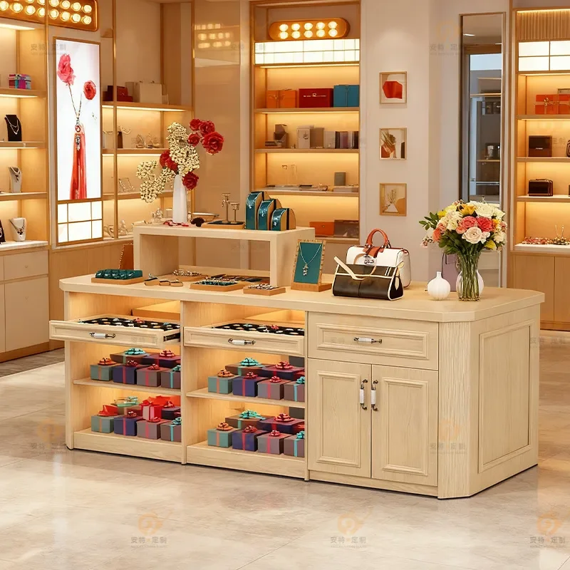 for Nakajima Jewelry Store Display Cabinet Wooden Showcase for Gift Shop Merchandise Commercial Furniture Customization Stand